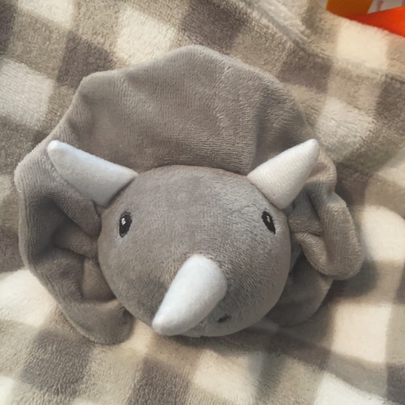 Small gray and white lovey with rhino - Picture 2 of 6